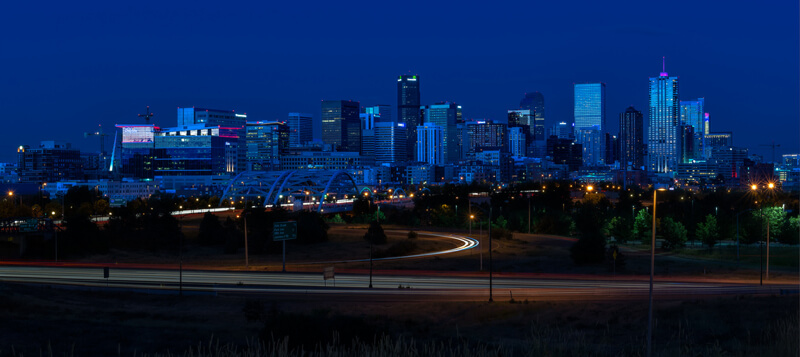 cityscape Denver at night