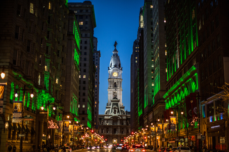 cityscape Philadelphia at night