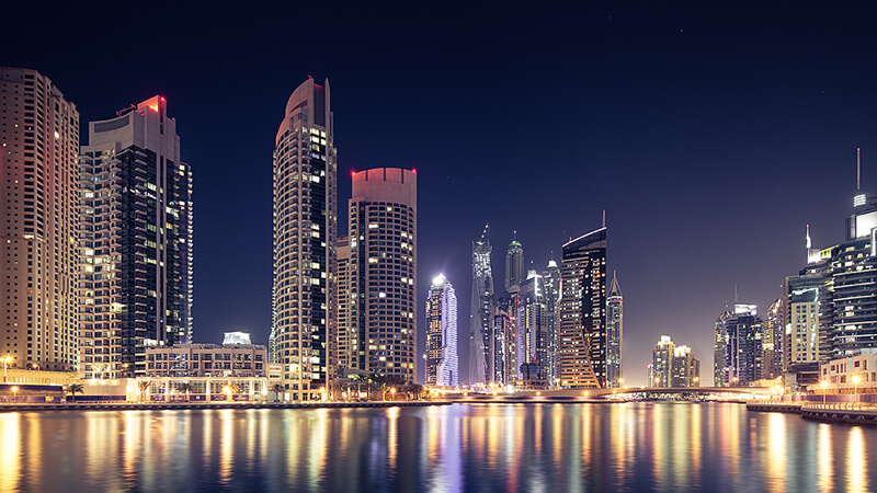 cityscape Dubai at night