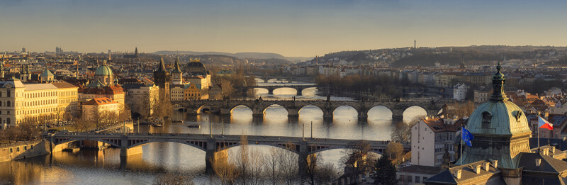 Charles Bridge and two other bridges in Prague, Czech Republic