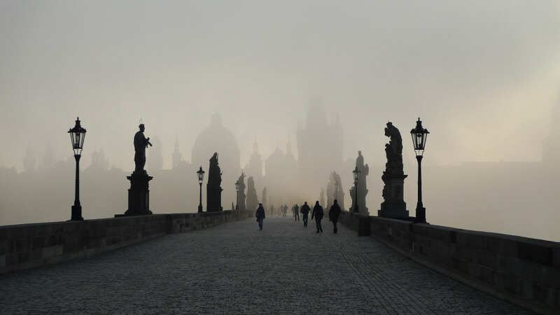 Charles Bridge in the fog, Prague, Czech Republic