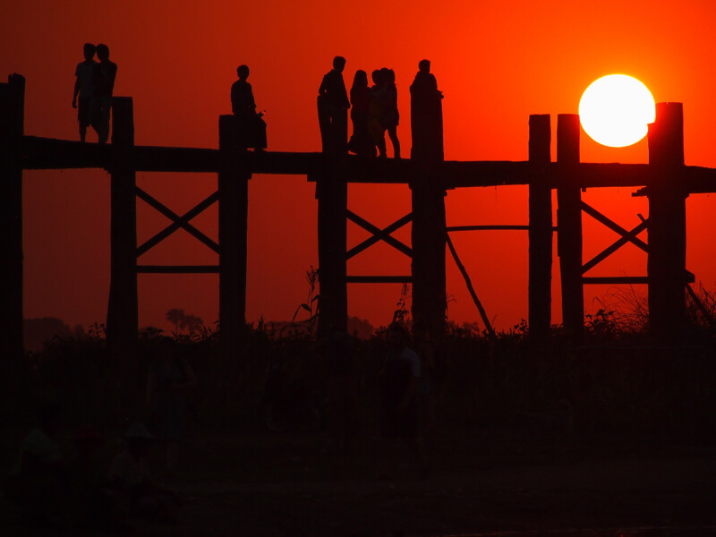 U Bein Bridge, Burma at sunset