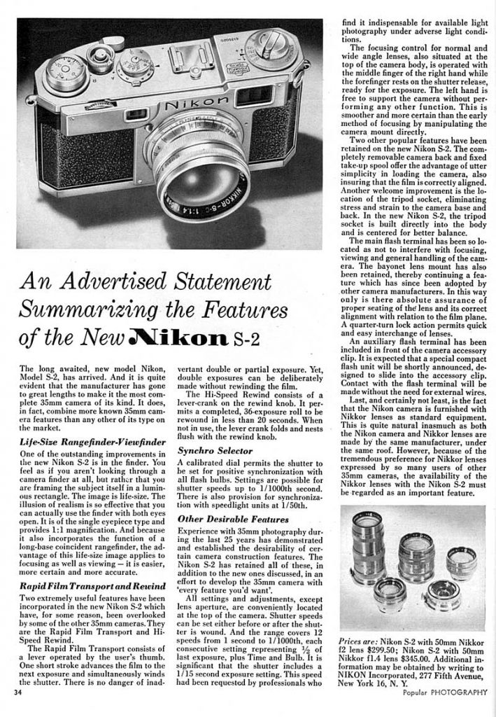 Nikon S-2 1955 Ad