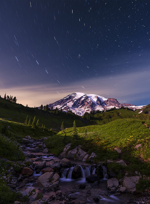 Mt Rainier at Night