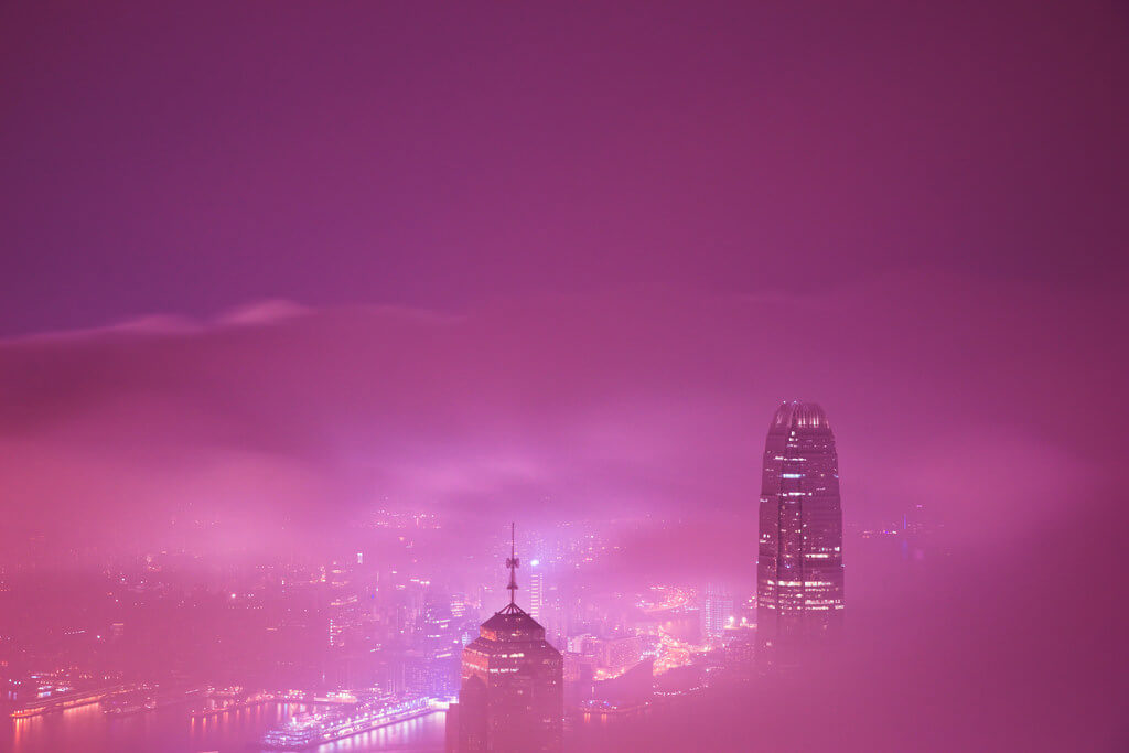 tommy@chau - foggy night skyscrapers