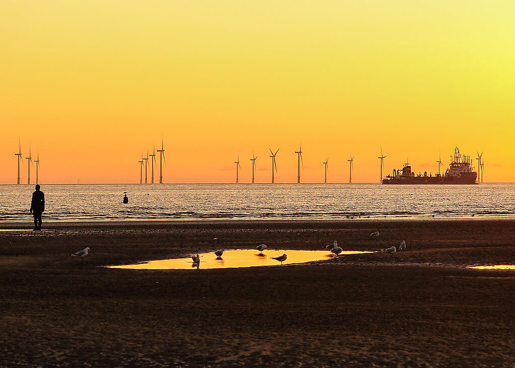 Beverley Goodwin - Sunset offshore windmills