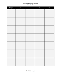 2020 Photography Challenge Notes